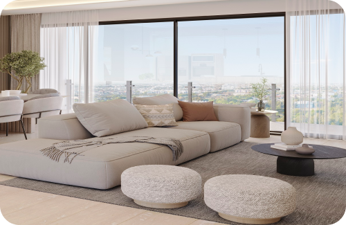 Sala de estar cálidamente amoblada